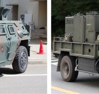 左：軽装甲機動車　右：94式除染装置