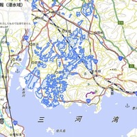 JAXAが「だいち2号」で観測したデータを自動解析した浸水被害推定域