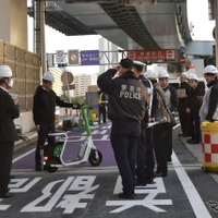 首都高6号向島線堤通入口（下り）周辺での試験