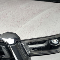 ハイラックス（令和3年式）のボディにスプレーした直後の様子。鉄粉の量に応じて、変色の度合いが変わる。