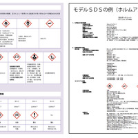 厚生労働省は「職場のあんぜんサイト」で、労働災害統計やGHSのシンボル、危険有害性を表す会表示などを公開中。右の画像はSDSのサンプル