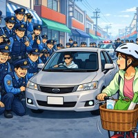 自転車の横を無理に抜けば……