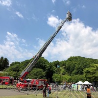 消防はしご車搭乗体験