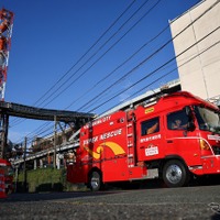 日本製紙工場の煙突崩落現場（熊本県八代市、7月29日）