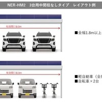 ソーラーカーポート「ハーモスト」の台用中間柱なしタイプ