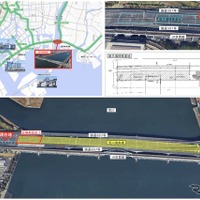 荒川湾岸橋の位置。図中の「現在地」は現地PRセンター