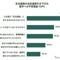 生活道路の法定速度引き下げの遵守への不安理由 TOP5