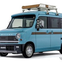 ダムドの「トラックミラー for N-VAN」と「ルーフバイザー for N-VAN」装着車両