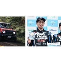 参戦車両のジムニーシエラと、High Bridge First with TOYO TIRES 坂本 誠選手/花田 圭一選手