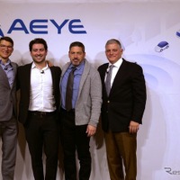向かって左からGM インダストリアルのブレント・ブランチャード氏、共同創業・GM オートモーティブのジョーダン・グリーン氏、AEye CTO・創業者のルイス・デュソン氏、AEye CEOのブレア・ラコルテ氏