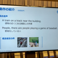 デモでは列車の話と野球の話を同時に発声し、次に見せる画像でどちらの話題を抽出するかを決定していた。