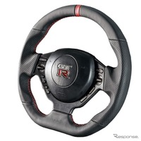 GT-R（R35）用ステアリング SS357-GTR（ナッパレザー×レッドステッチ）