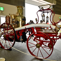 馬引き蒸気ポンプ（1860年製。東京国際消防防災展2023）