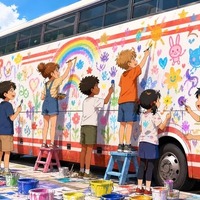 名鉄バス初の「お絵かきバス」、愛知こどもの国で開催　5月30日 画像