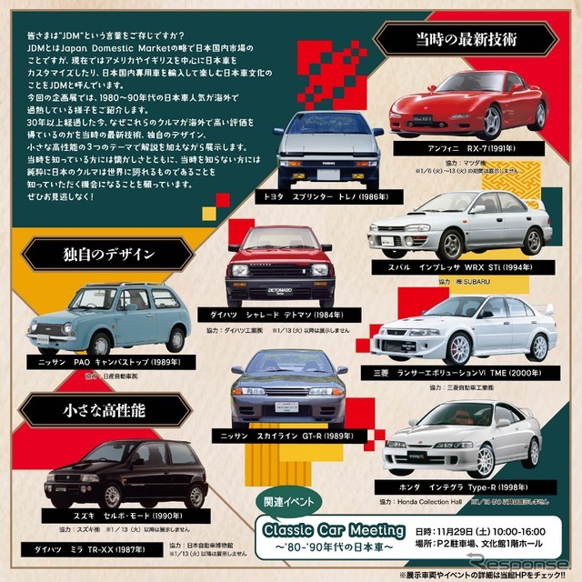 トヨタ博物館、「JDM」文化を象徴する日本車約10台を特別公開へ…1980