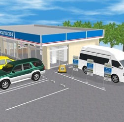 ローソン店舗駐車場での車中泊利用イメージ