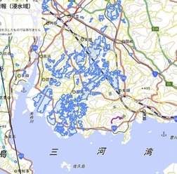 JAXAが「だいち2号」で観測したデータを自動解析した浸水被害推定域