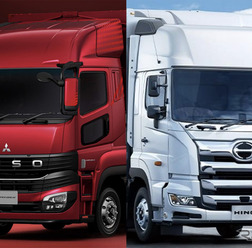 2026年4月に経営統合を予定している三菱ふそうトラック・バスと日野自動車の大型トラック