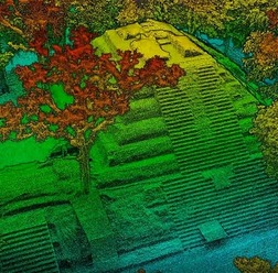 上空からのレーザ計測によるコパン遺跡の点群データ