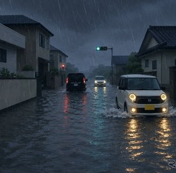 進入しない!! 冠水路は危険（イメージ）