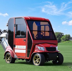 オリンピアが開発したドア付きゴルフカート「AirCon Cart（エアコンカート）」
