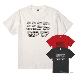三菱『ランサーエボリューション』(ランエボ)のイラストがプリントされたTシャツ