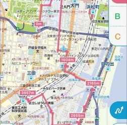 マピオン キョリ測（iOS版）道沿い機能