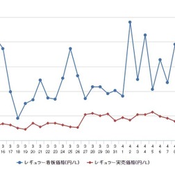 レギュラーガソリン実売価格（「e燃費」調べ）