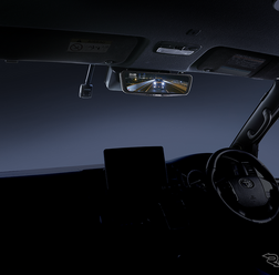 ハイエース専用モデル　12型ドライブレコーダー搭載デジタルミラー室内装着イメージ