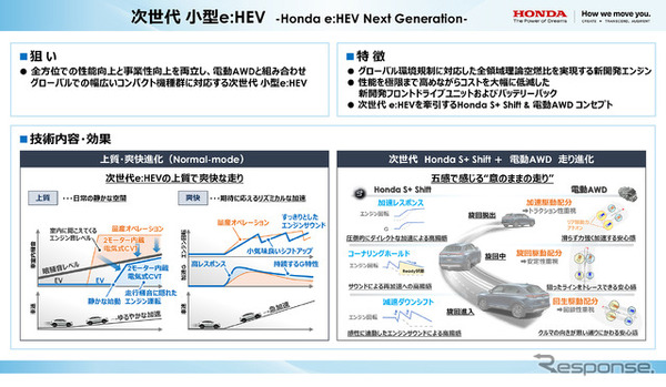 ホンダ独自の2モーターハイブリッドシステム「e:HEV」の次世代技術