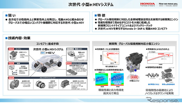 ホンダ独自の2モーターハイブリッドシステム「e:HEV」の次世代技術