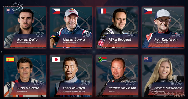 AIR RACE X 2025シーズンに参加するパイロットは8名
