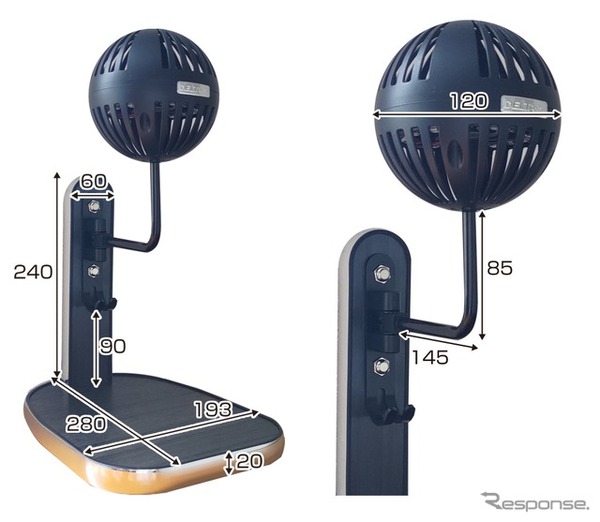 ファン搭載の高機能ヘルメットスタンド