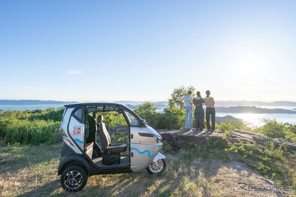 香川県土庄町の豊島で三輪電動車「EVトゥクトゥク」のレンタルサービスを開始