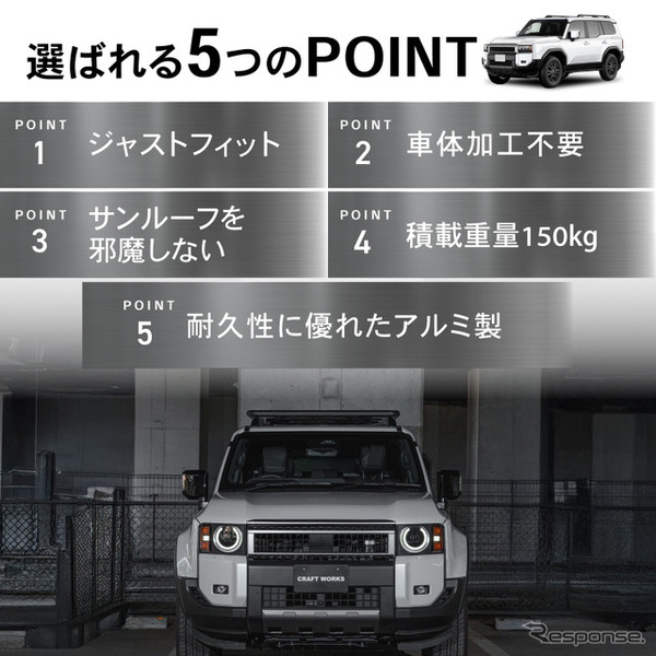 クラフトワークスの『ランクル250』専用スクエアフラットルーフキャリア