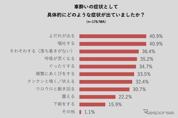 車酔いの症状として具体的にどのような症状が出ていましたか？
