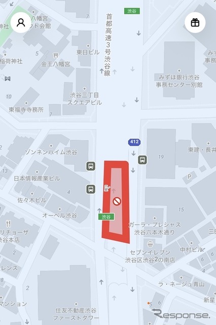 Lime（ライム）アプリの地図上における走行禁止の様子