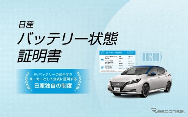 日産バッテリー状態証明書（サンプル）