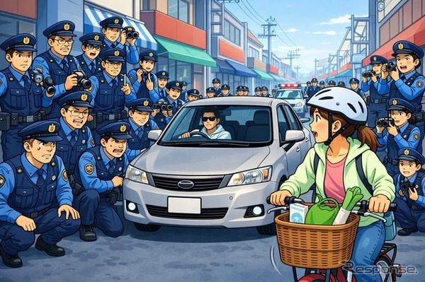 自転車の横を無理に抜けば……