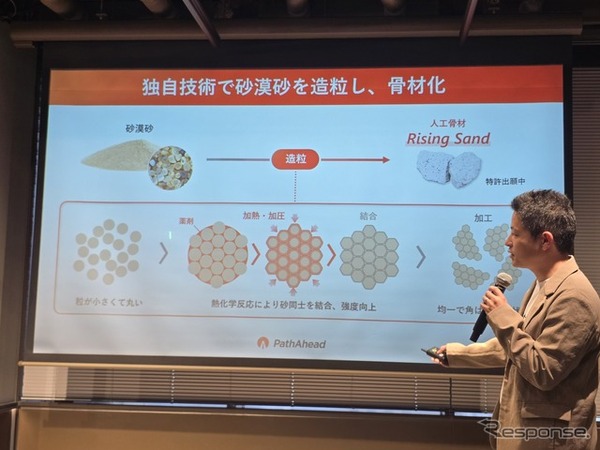 ホンダから生まれた砂漠の砂を道路の骨材にする「PathAhead」の記者発表会より