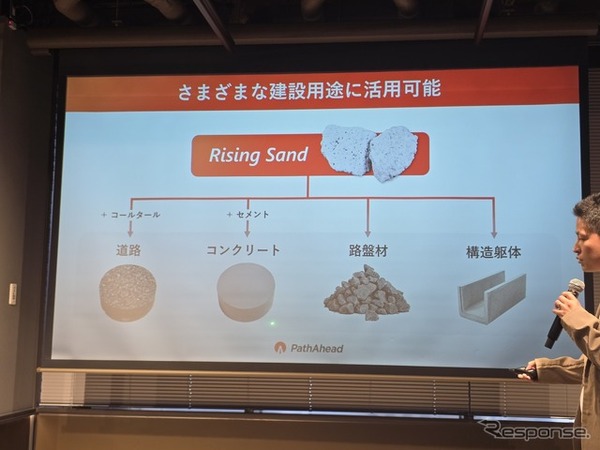 ホンダから生まれた砂漠の砂を道路の骨材にする「PathAhead」の記者発表会より