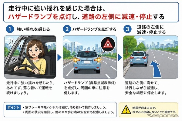 走行中に強い揺れを感じた場合は……