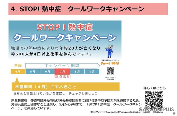 令和8年5月1日から9月30日まで「STOP！熱中症　クールワークキャンペーン（職場における熱中症予防対策）」期間です