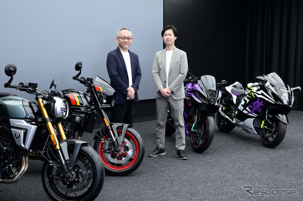 スズキ 二輪デザイン課 課長 古橋伸介氏（左）とレスポンス副編集長 宮崎壮人（右）