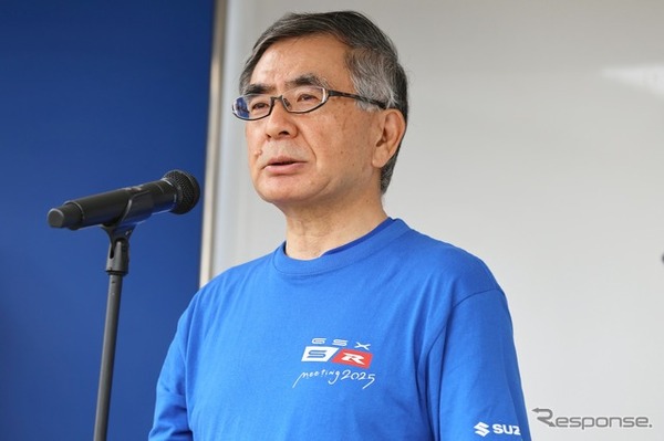 GSX-S/R Meeting 2025の様子、恒例の鈴木俊宏社長による開会宣言