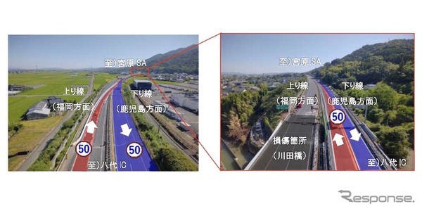 対面通行区間（KP 211.4～KP 212.9）の状況