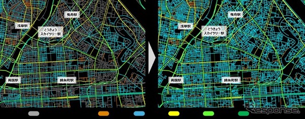 ゼンリンのネットワークデータ「Mobility based Network」内 速度規制情報の更新イメージ