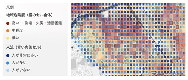 建物リスクと時間帯別人流を統合し、人的被害リスクを動的に可視化