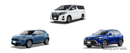 導入予定車種、トヨタ ヤリスクロス、カローラクロス ハイブリッド、アルファード