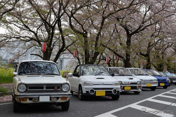 桜吹雪と名車の饗宴…オールドカーミーティングin清久さくらまつり